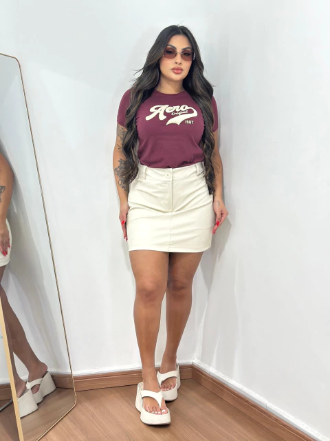 Saia Couro Creme - comprar online