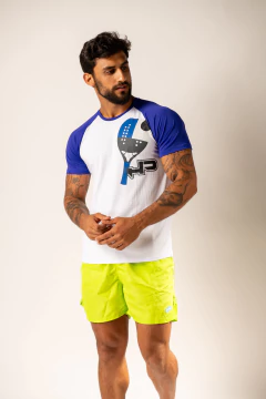 CAMISETA CURTA RAGLAN HP BRANCO E AZUL OCEANO - comprar online