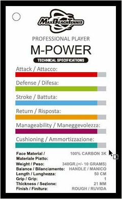 RAQUETE BEACH TENNIS MBT M-POWER (MODELO 2021) - comprar online