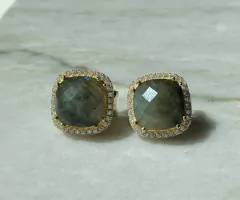 Aretes piedra natural plata