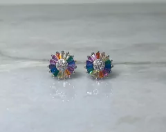 Aretes de colores plata