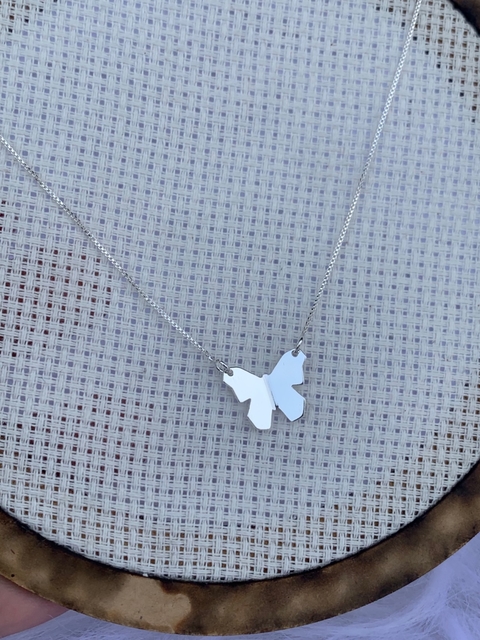 Colar borboleta 3D em prata 925 legitima
