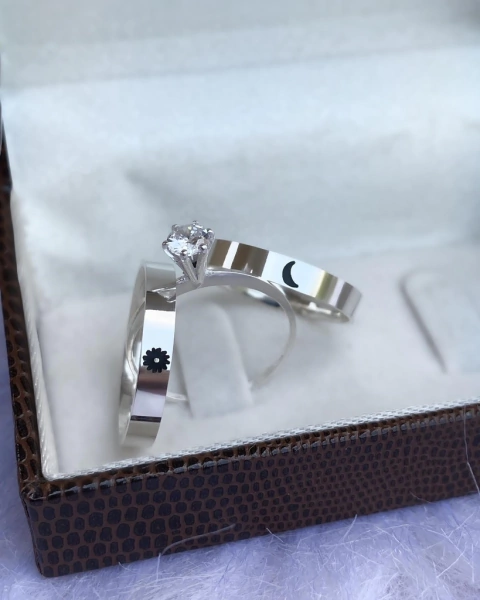 Aliança de namoro Sol e Lua 3mm (LEIA A DESCRIÇÃO)