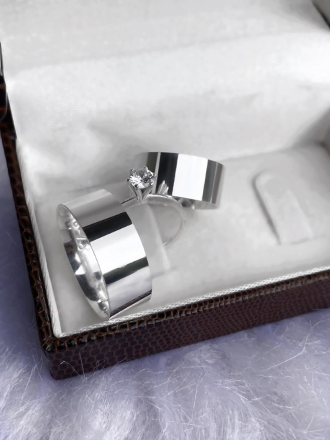 Aliança de namoro lisa grossa White 8mm (LEIA A DESCRIÇÃO)