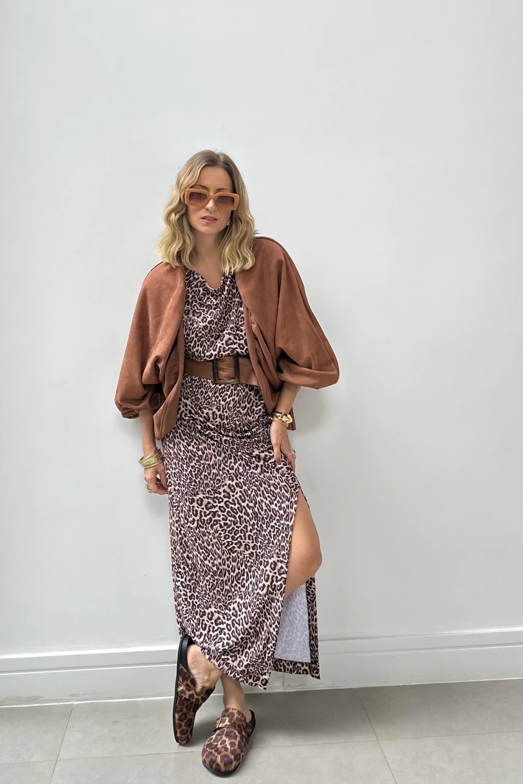 Casaqueto KImono Suede Scuba Camelo