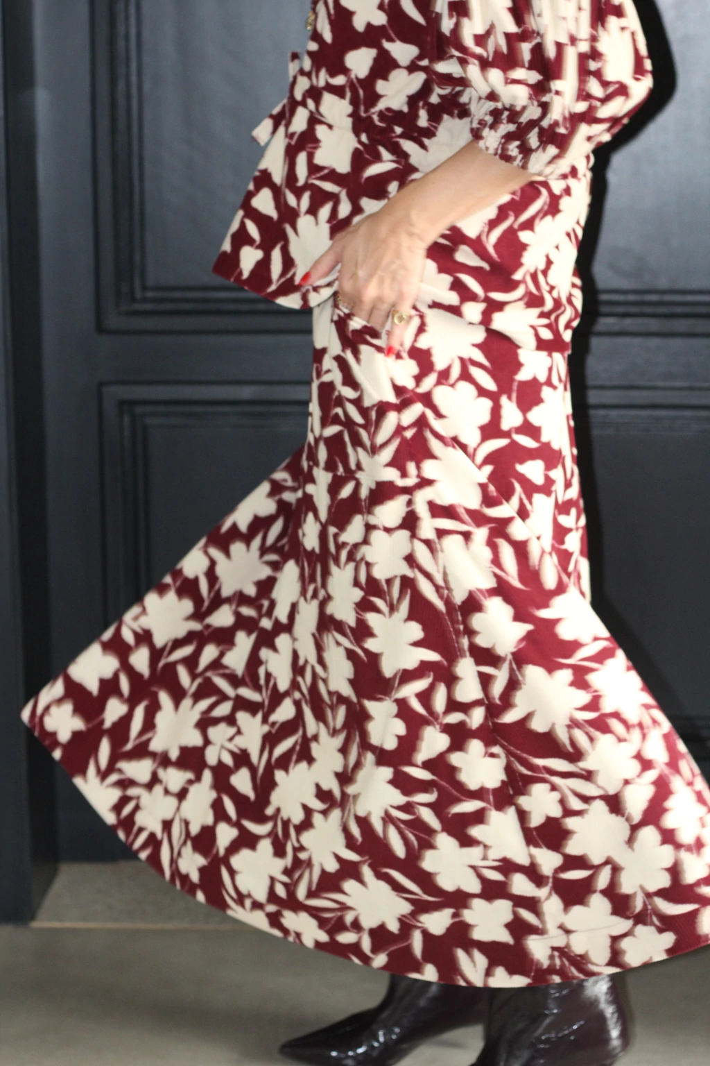 Saia Midi Floral Marsala