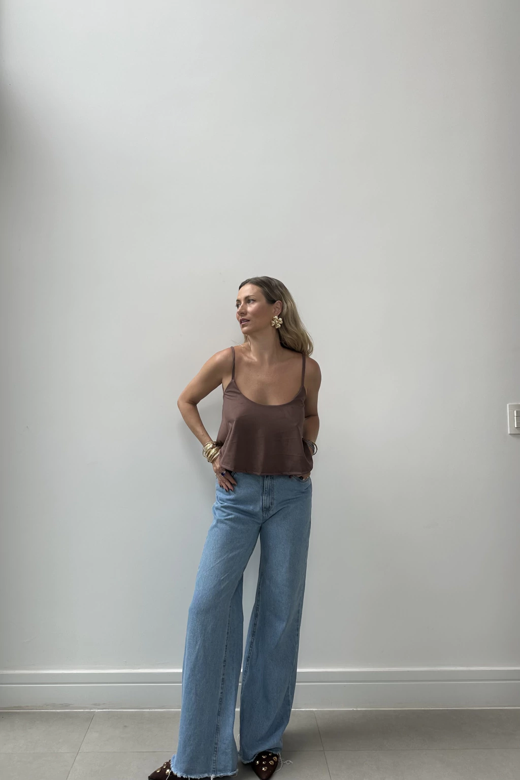 Regata Cropped Suede Marrom