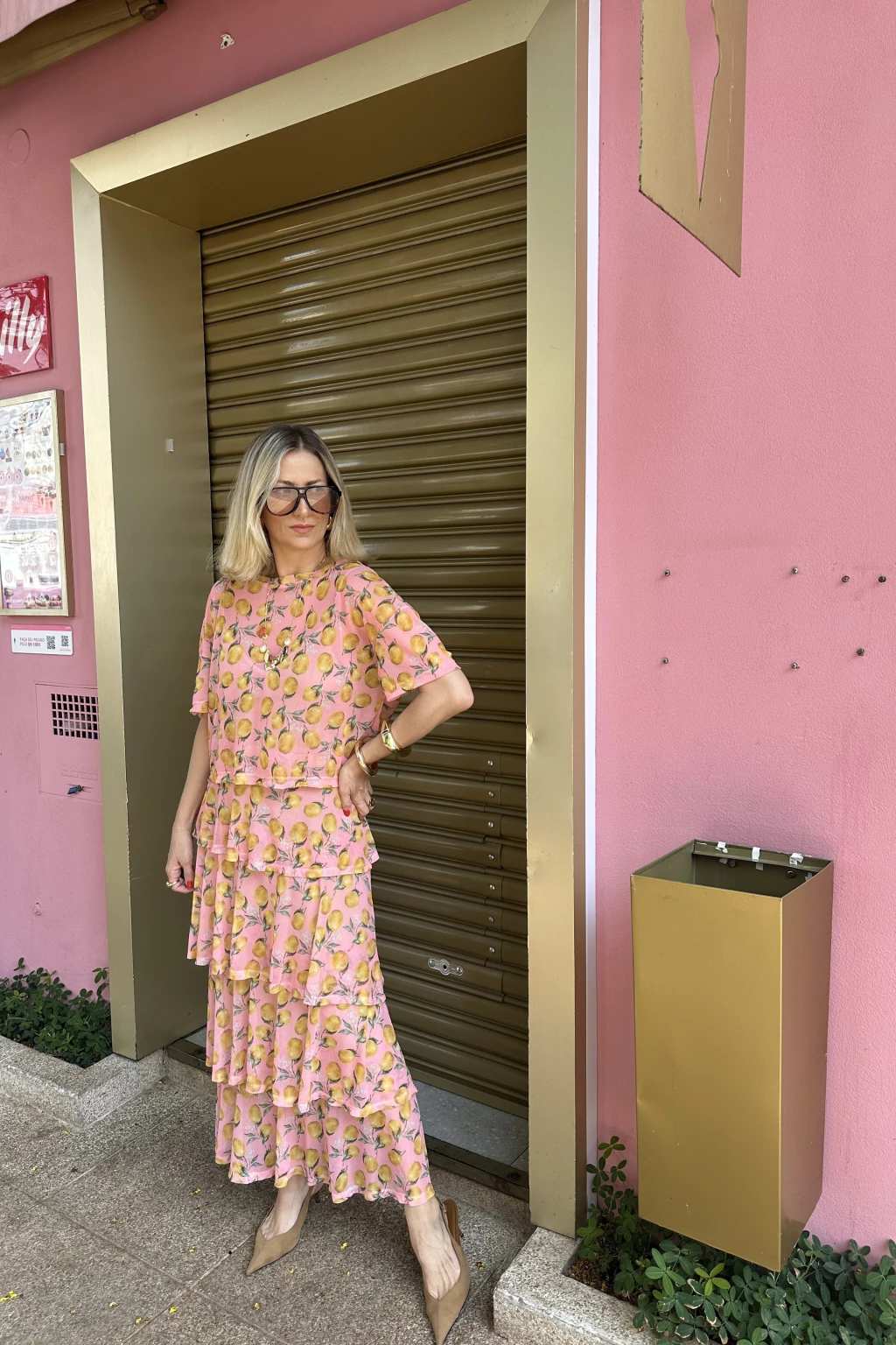 Saia Babados Tule Rosa