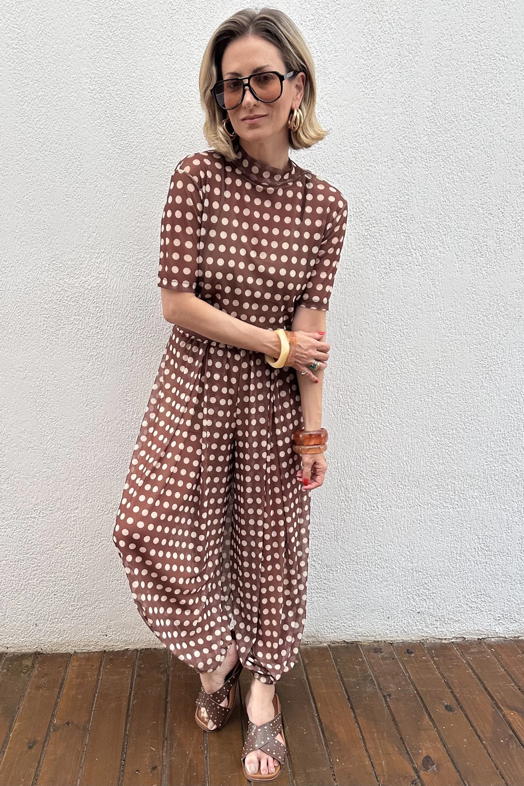 Calça Aladim Tule Póa Marrom