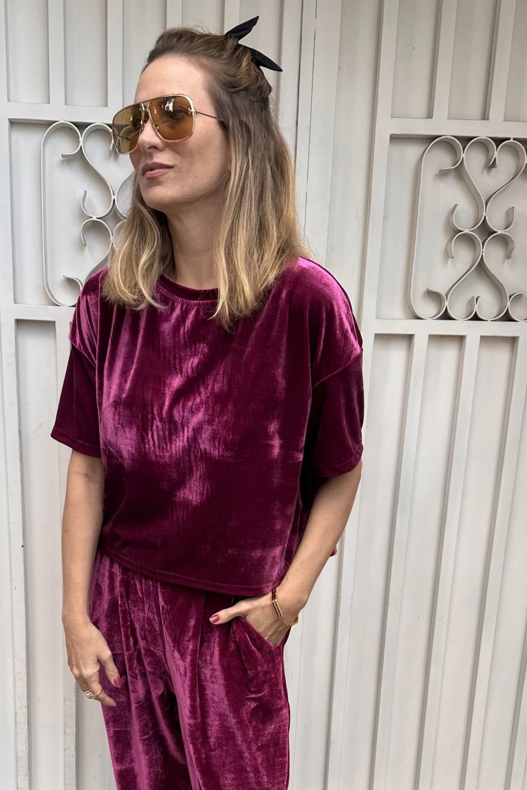 Camiseta Veludo Rosa
