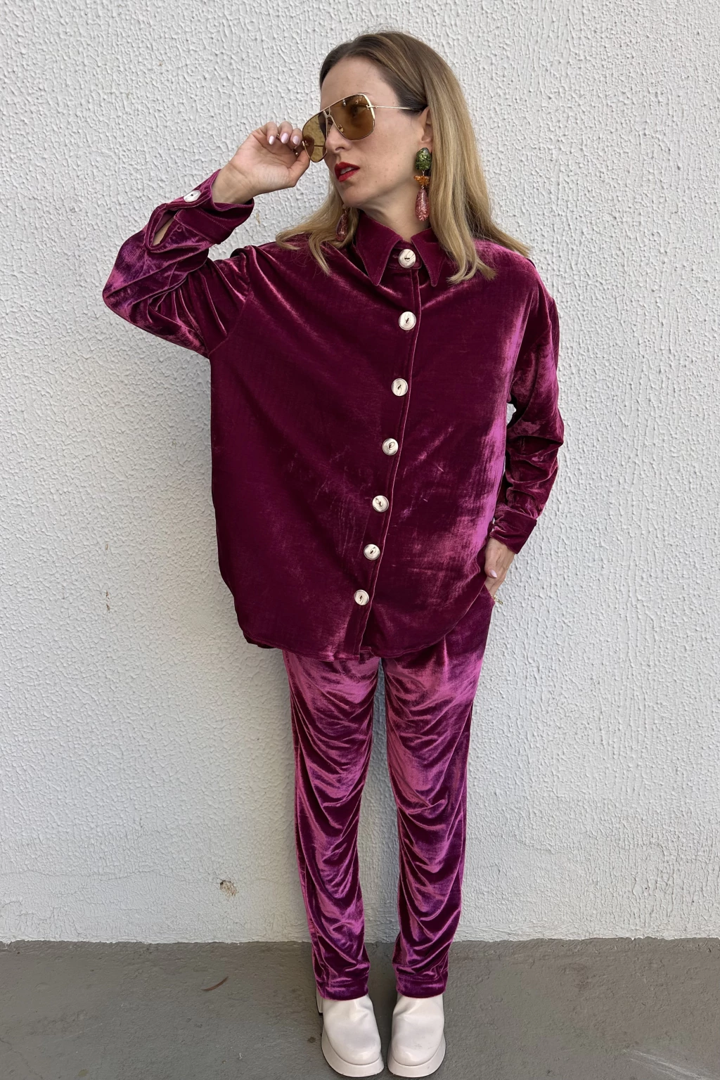 Camisa Veludo Rosa