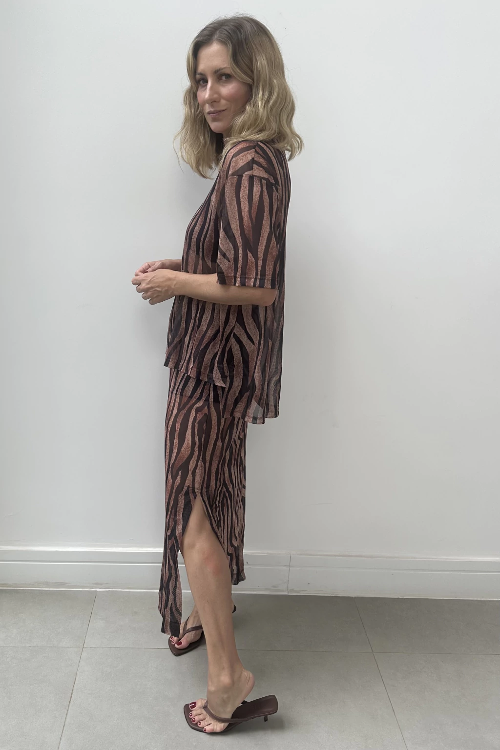 Saia Reta Tule estampa Zebra