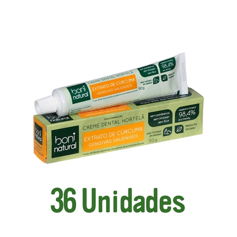 36 Creme Dental Boni Natural Hortela e Curcuma 90g
