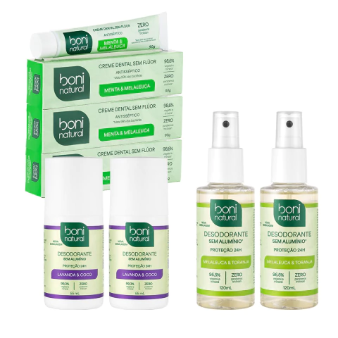 Kit 3 Cremes Menta & Melaleuca, 2 Desodorantes Spray Toranja e 2 Desodorantes Roll On de Coco - comprar online