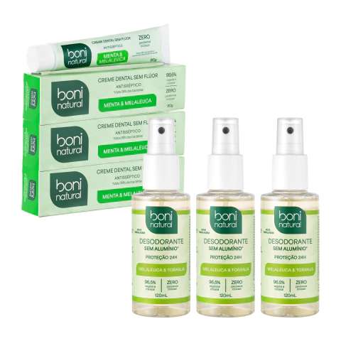 KIT 3 Desodorante + 3 Creme Dental Boni Natural - comprar online