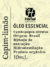 Rótulo de óleo essencial de capim-limão, destacando informações como origem, método de extração e volume.