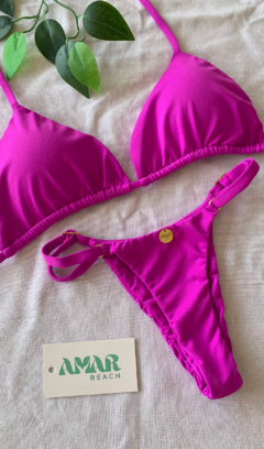 BIQUÍNI LISO FITA ROSA MALVA - (TOP M + CALCINHA G) na internet