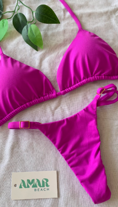 BIQUÍNI LISO FITA ROSA MALVA - (TOP M + CALCINHA G) - A MAR SUN BEACH