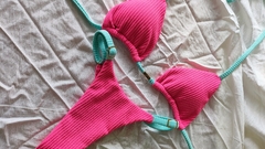 BIQUÍNI FITA ANARRUGA DUO ROSA NEON+TIFFANY - loja online