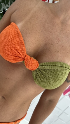 Imagem do BIQUÍNI FITA CARMEL C/ TOP NÓ TANGERINA+PISTACHE