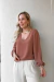 Blusa Feminina Manga Longa Decote V Crepe Premium Anna Engles na internet