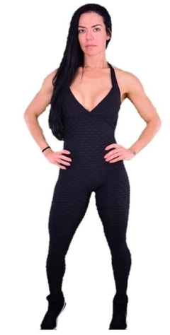 Macacão Fitness Brocado Empina BB Preto Alto Relevo - buy online