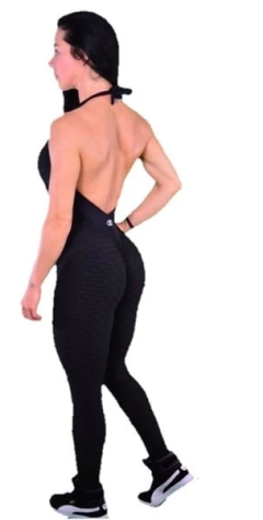 Macacão Fitness Brocado Empina BB Preto Alto Relevo on internet