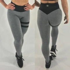 Calça Legging Band Empina BB Cinza com Preto