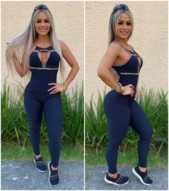 Macacão Legging Empina BB Brocado Preto com Oncinha - comprar online