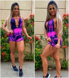 Macacão Curto Empina BB Tie Dye Pink e Preto