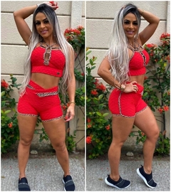 Conjunto Top e Short Empina BB Vermelho com Oncinha