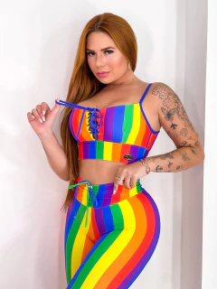 Butt Scrunch Top and Legging Rainbow