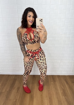 Conjunto Top e Legging Empina Bumbum Animal Print Onça - loja online