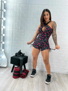 PUSH UP JUMPSUIT SHORT POLK DOTS AND PEPPER PRINT - WORKOUTFITBRAZIL