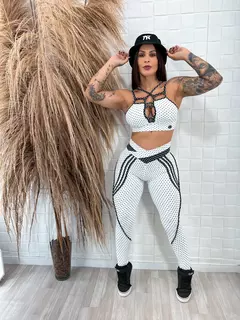 Leggings Poá Branco com Poá Preto