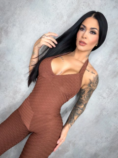 Butt Scrunch Jumpsuit Brow Texture Wave - WORKOUTFITBRAZIL