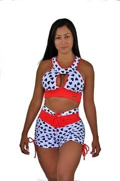 Conjunto Top com Bojo e Short Empina BB Coração Branco - WORKOUTFITBRAZIL