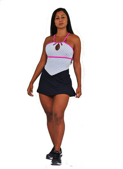 Vestido Fitness Poá Branco e Preto - loja online