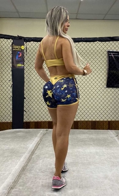 Conjunto Top Babado e Short Empina BB Estrela com Dourado na internet