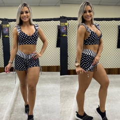 Conjunto Top Babado e Short Empina BB Poá e Listra