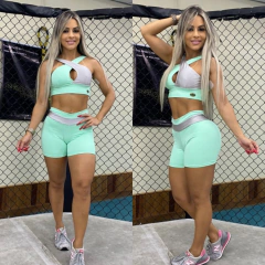 Conjunto Top e Short Empina BB Verde Aqua com Prata
