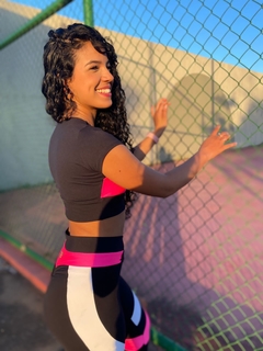 Conjunto Top e Legging empina BB Preto Rosa e Branco na internet