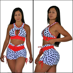Conjunto Top com Bojo e Short Empina BB Coração Branco