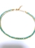 Choker/pulseira duas voltas crochê fio ouro, cristais swarovski azul claro, regulável.