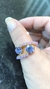 ANEL EM CROCHÊ FIO METAL OURO, CRISTAIS E STRASS SWAROVSKI LAVANDA.ARO 19 ajustável