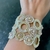 Bracelete crochê ouro, argolas nude cristais e vidrilhos tchecos, fecho magnético, na internet