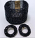 Conjunto e crochê fio metal, bracelete e brincos argolas frotais, vidrilhos tchecos preto.