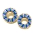 Brincos argolas frontais em crochê fio metal prata, vidrilhos tchecos em três tons de azul, 3cm x 3cm. na internet