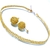 Conjunto em crochê fio matal ouro, chocker e brincos bolinha.