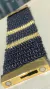 Bracelete em crochê fio metal dois tons preto e ouro, fecho magnético. - Silvia Ferraz Crochet Luxo